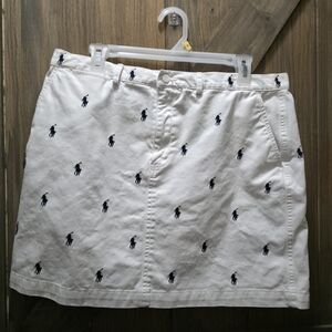 Ralph Lauren Sport Women’s White Embroidered Pony Skirt Size 12 Cotton Preppy Y2